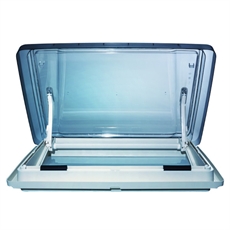 MPK Taklucka Vision Star L pro med transparent lock, vit ram och dubbelt gardinsystem.